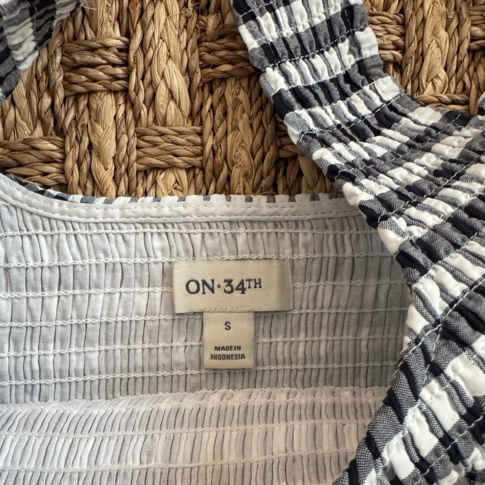 ON 34th Classic Navy and White Gingham Dress, Women’s Size S - Picture 7 of 8